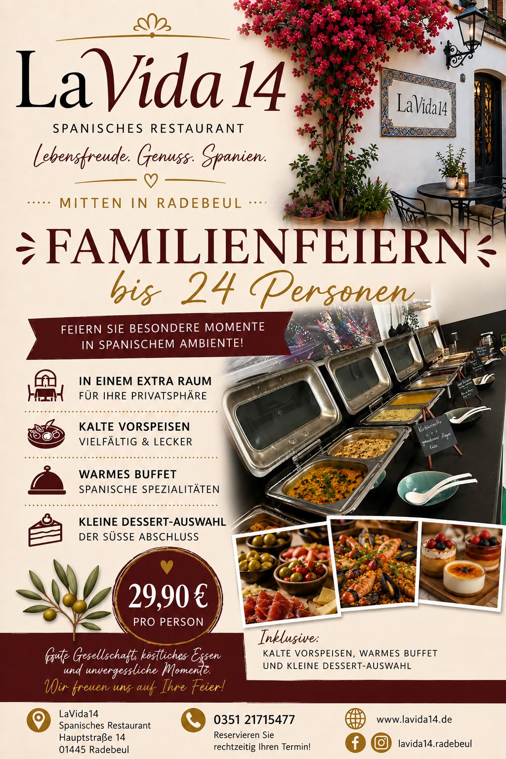 Familienfeiern für bis zu 24 Personen