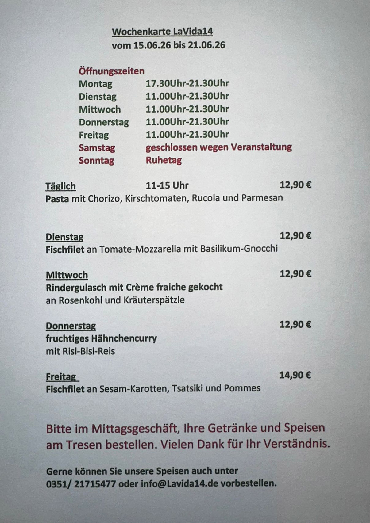 LaVida14 - Wochenkart e