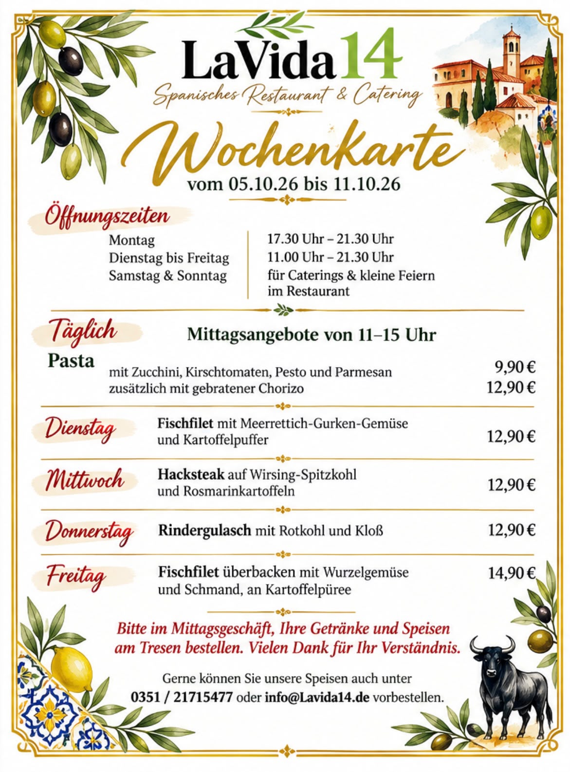 LaVida14 - Wochenkarte